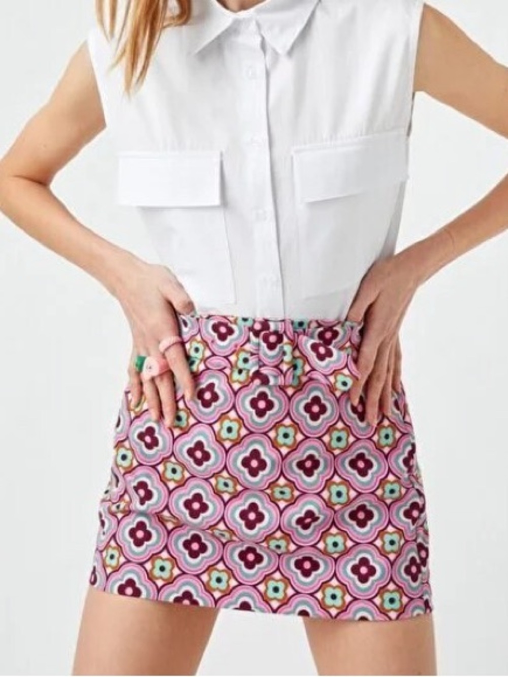 ZARA Retro Psychedelic Geometric Mini Skirt Size small